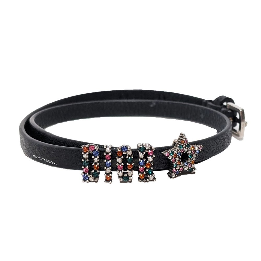SOLD Dior Crystal Leather Logo Bracelet / Necklace - Picture 1 of 6